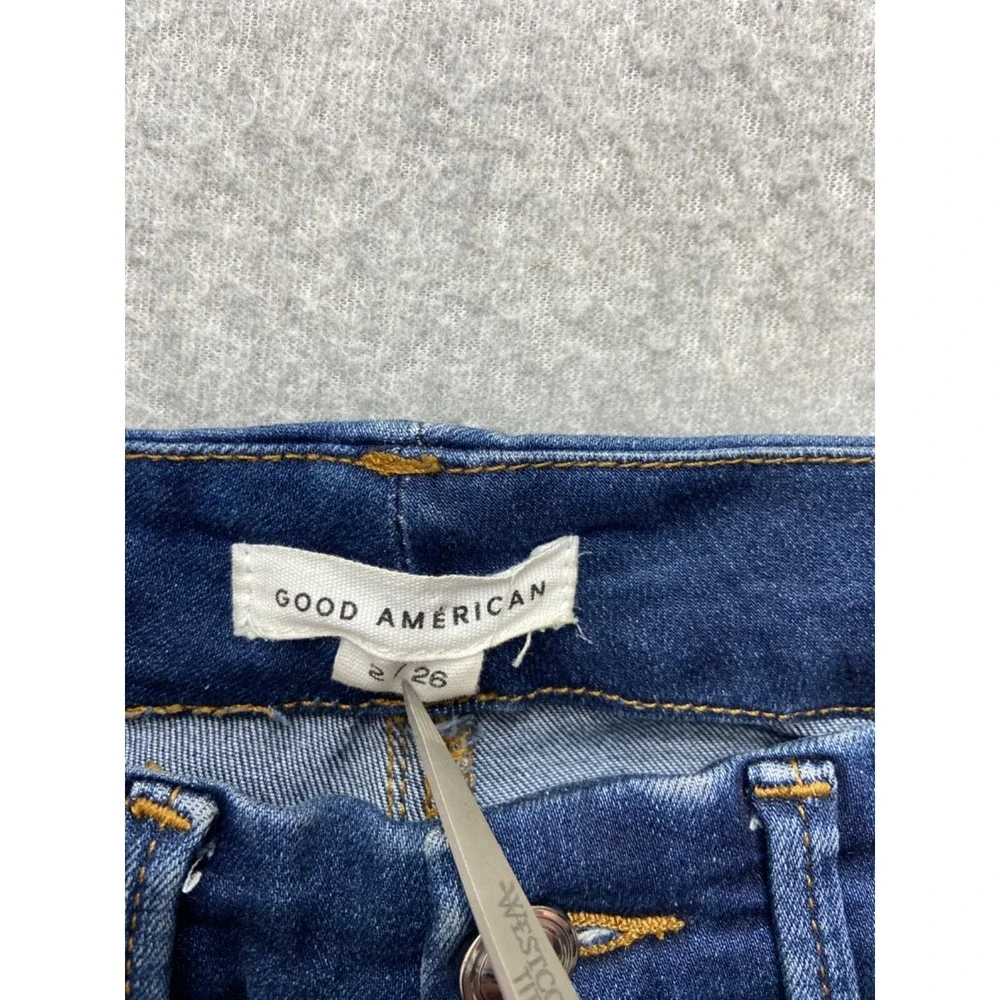 Good American Skinny Jeans Womens 2/26 Blue Mid Rise Stretch Medium Wash